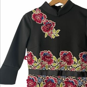 NWTs Metisu Black Embroidered Floral Pencil Dress